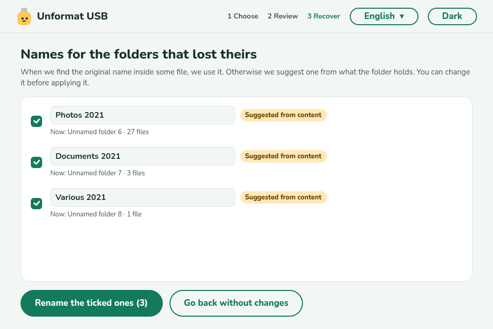 Names for folders that lost theirs