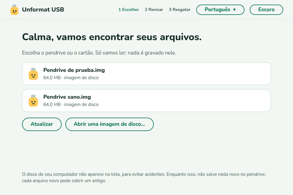 Escolha o pendrive